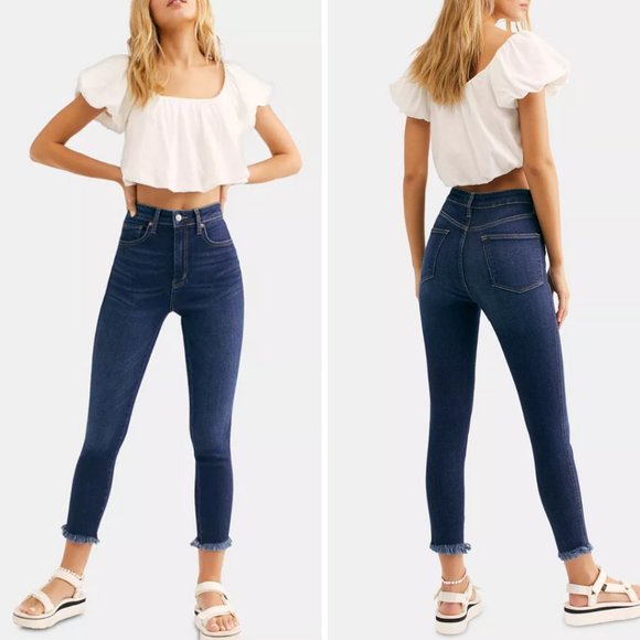 Free People Denim - NWT Free People Raw High Rise Deep Indigo Jegging Size 27